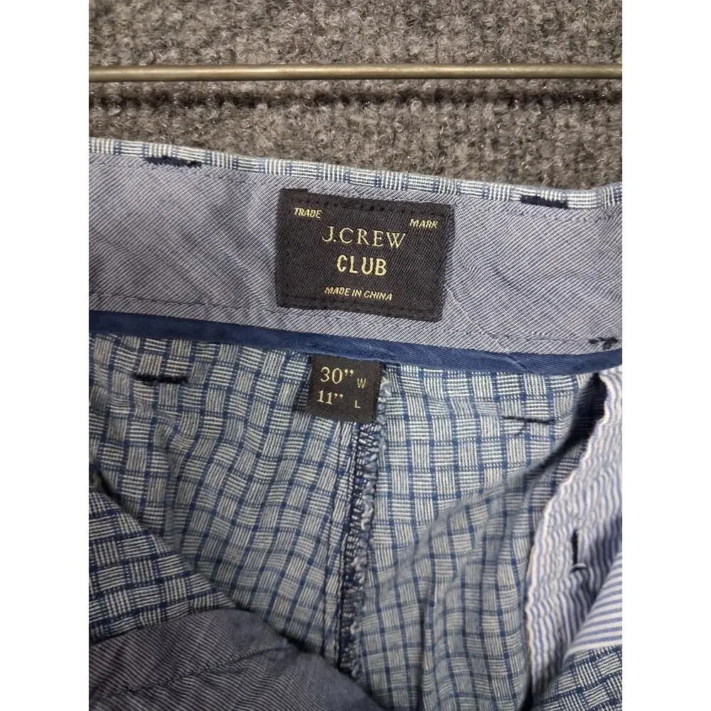 J Crew Club Shorts Mens 30 Blue Check Cotton